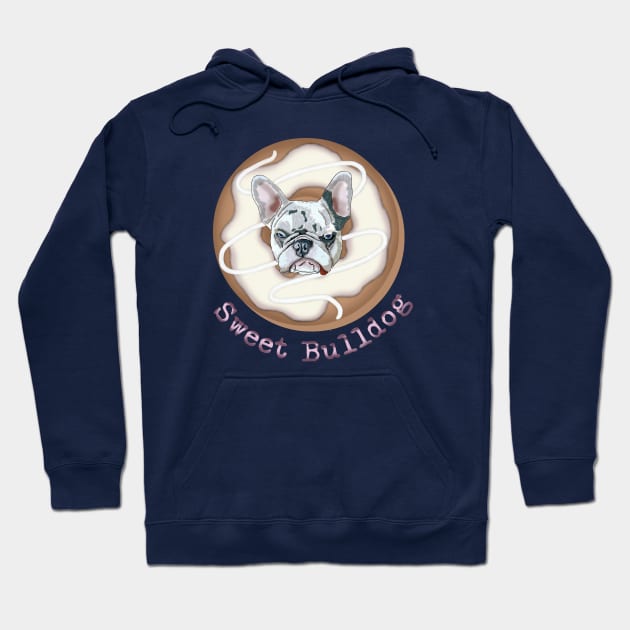 Sweet Bulldog and donut with white glaze Hoodie by KateQR